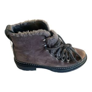 Rag & Bone Black Leather Boots with Fur Lining Size 38